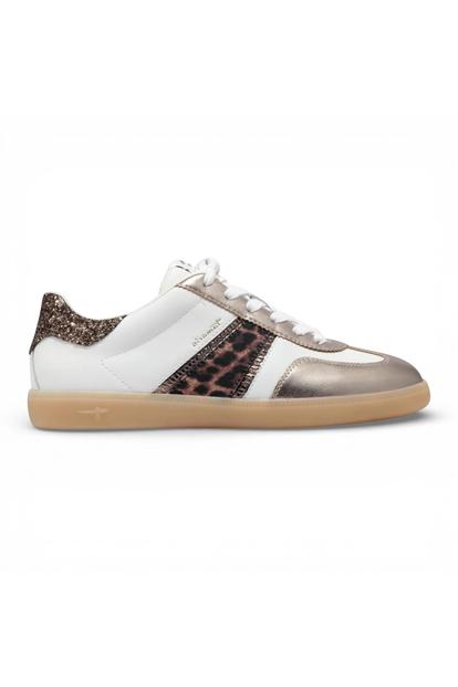 Brown Tamaris Womens White Leopard Sneakers