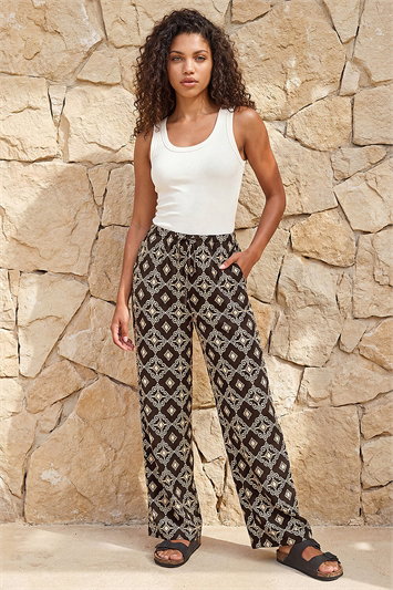 Black Petite Geometric Trouser