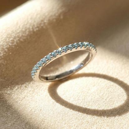 Metallic Aquamarine Moissanite Crystal Sterling Silver Ring