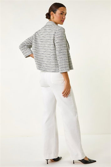 Textured Stripe Collar & Revere Blazer 15039238