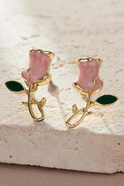 Pink Pink Tulip Flower Stud Earrings