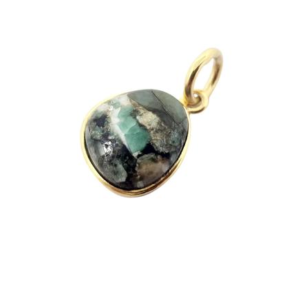 Metallic Gold Plated Emerald May Birthstone Bezel Pendant