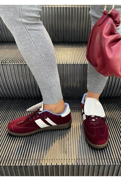 Red Johanna Lace-Up Flip Tongue Round Toe Trainers