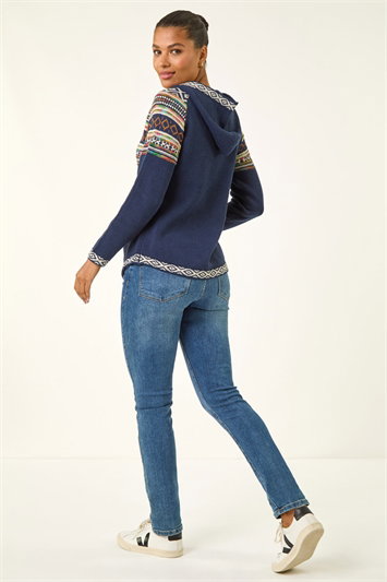 Nordic Print Hooded V-Neck Jumper 16051954