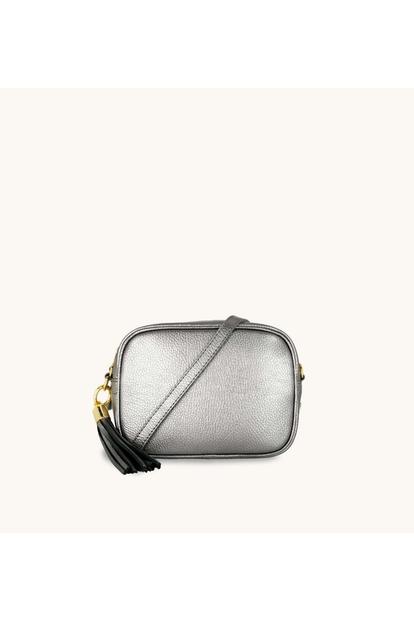 Metallic The Tassel Pewter Leather Crossbody Bag