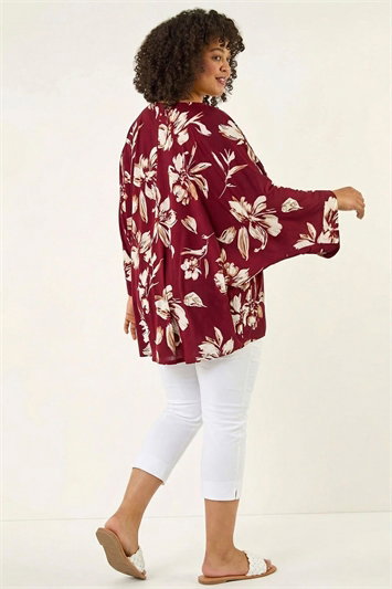 Curve Floral Print Stretch Top 19469078
