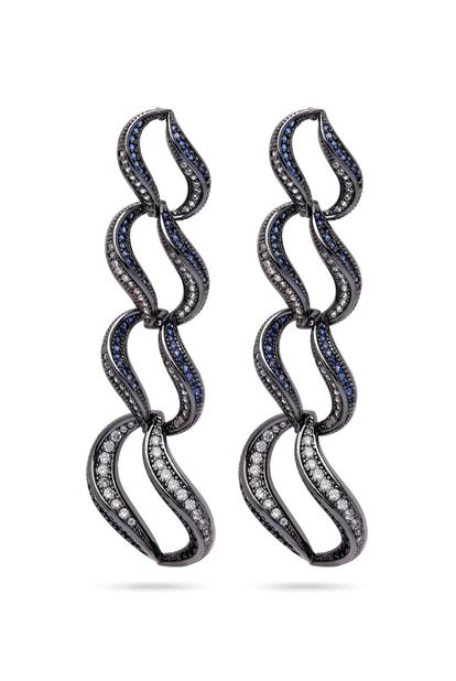 Multi Dark Blue Curvy Loop Earrings