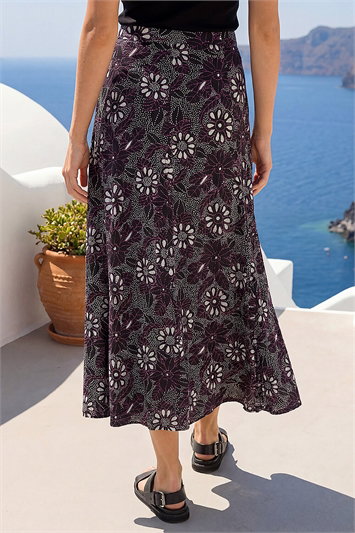 Floral Print Midi Skirt 17079608