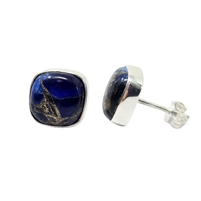 Metallic Sapphire September Birthstone Silver Stud Earrings
