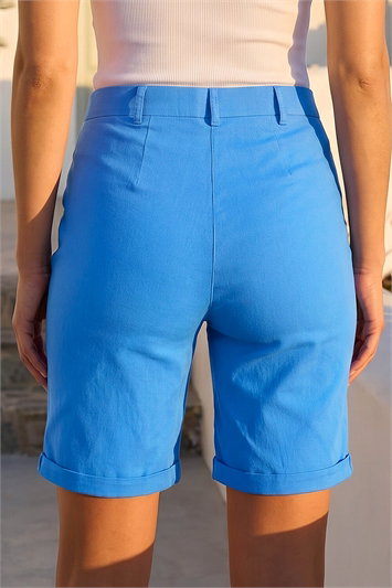 Elastic Waist Turn Up Stretch Shorts 18024843