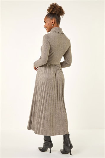 High Neck Pleated Midi Dress 14786636
