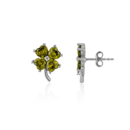 Metallic Four Leaf Clover Sterling Silver Stud Earrings - Mystic Green