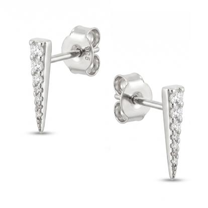 Metallic Long Pave Dagger Stud Earrings