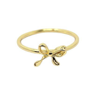 Metallic Bow Tie Bowknot Thin Gold Plated Stacking Ring
