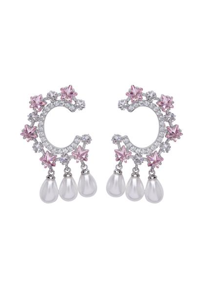 Pink Diva C-Shaped Drop Earrings