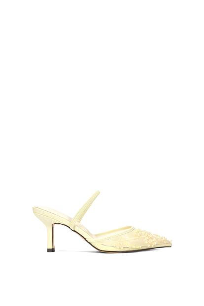 White 'Sabbie' Ivory Bridal Pointed Heeled Mules With Beaded Mesh