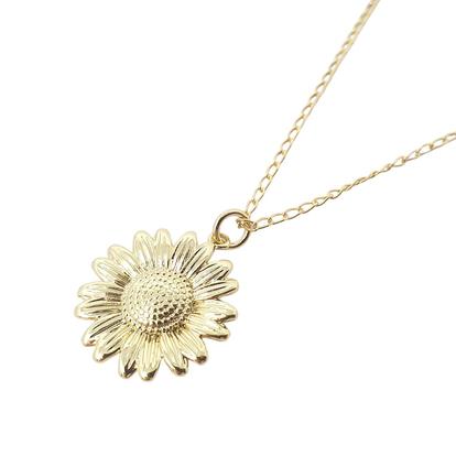 Metallic Dainty Sun Flower Charm Gold Plated Necklace