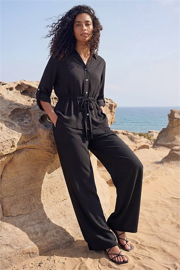 Black Safari Tie Front Jacket