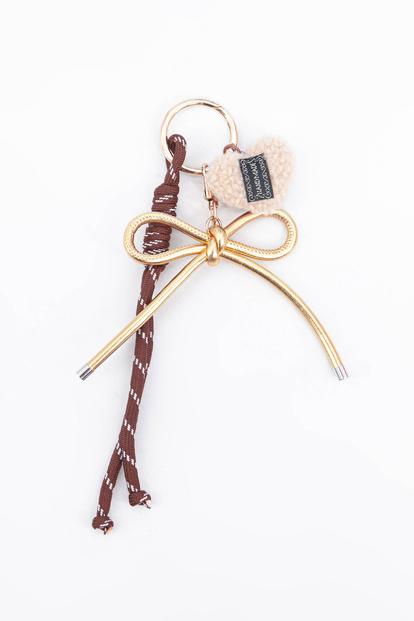 Brown Knitted Heart Clip On Bag Charm