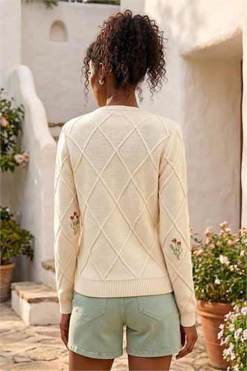 Floral Embroidered Knit Cardigan 16326738
