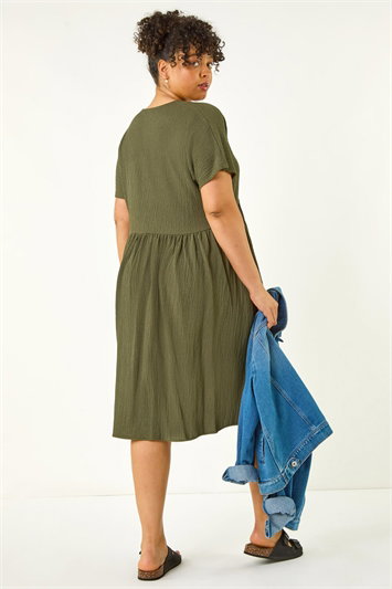 Curve Textured V-Neck Stretch Dress 14695234