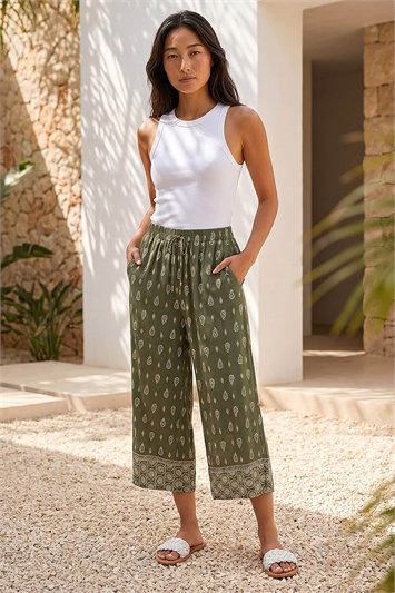 Petite Aztec Print Cropped Trouser 18081640