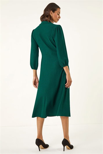 Textured Collared Twist Front Dress 14820734