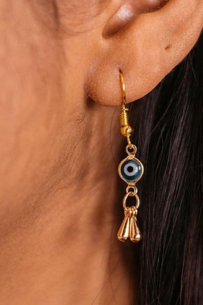 Metallic Evil Eye Dangle Drop Earrings