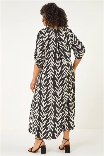 Curve Leaf Print Woven Dress 14837708