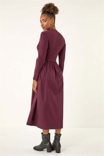 Cotton Stretch Jersey Mix Midi Dress 14615615