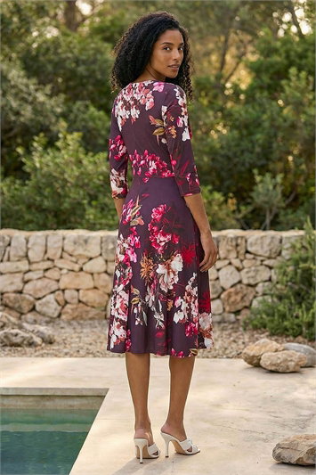 Floral Crossover Stretch Midi Dress 14845295