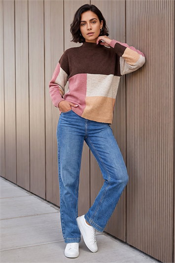 Colour Block Marl Knit Jumper 16353219