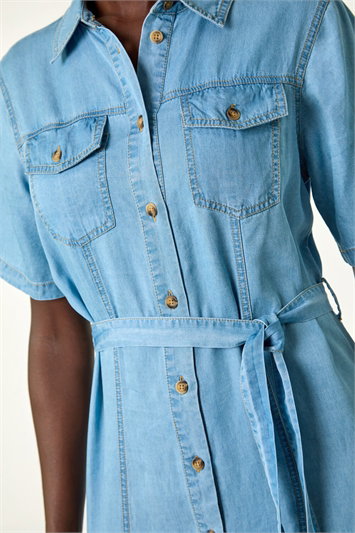 sachin and babi light blue dress Embroidered Demin Shirt Dress main image 0