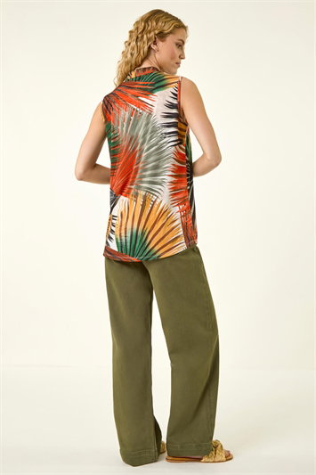 Leaf Print Stretch Top 19486764