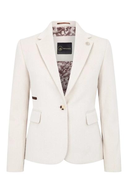 Cream Women's Cream Wool Blend Tweed Blazer