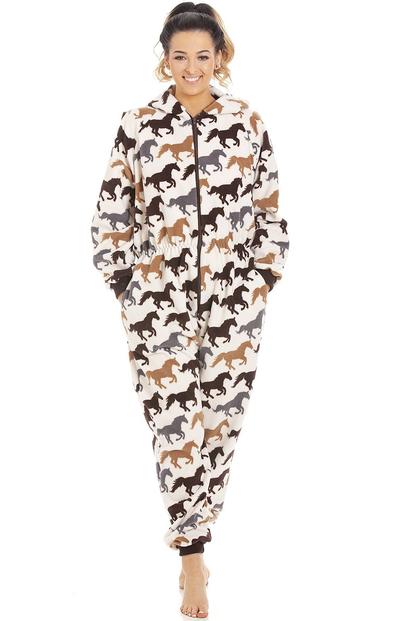 Blue Supersoft Multicoloured Horse Print Onesie