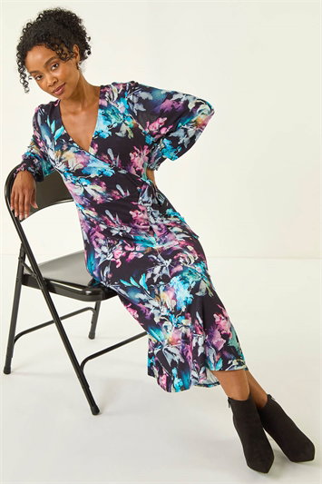 Petite Abstract Stretch Midi Dress 14805960