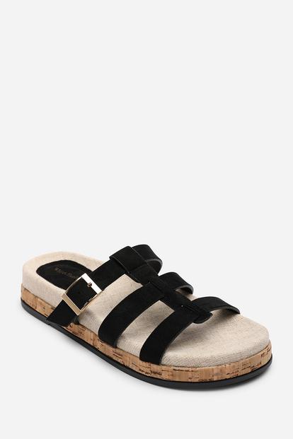 Black Bambi Multi Strap Footbed Sandal
