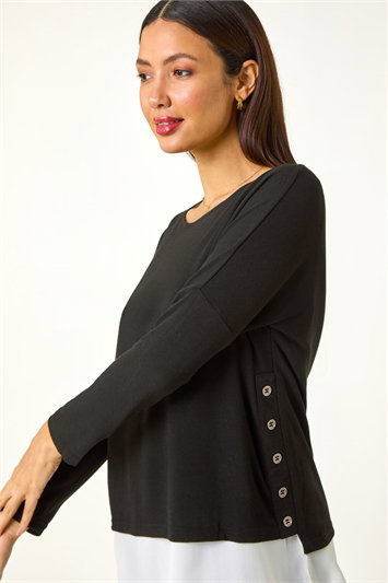 2 in 1 Contrast Hem Detail Stretch Top 19319708
