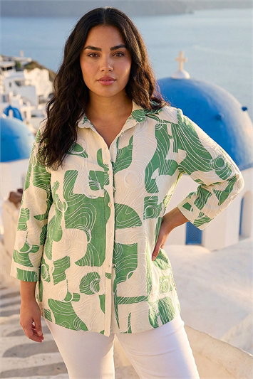 Curve Textured Geometric Shirt 10224434