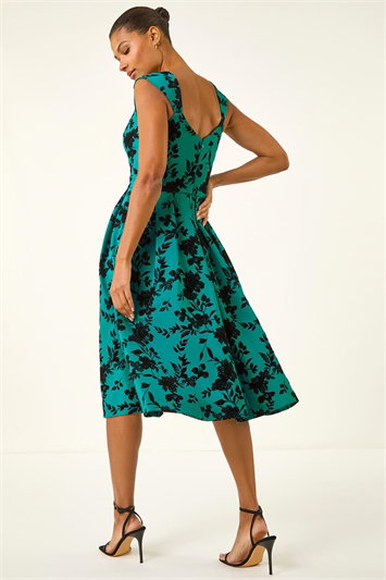 Glitter Floral Flocked Premium Stretch Dress 14802591