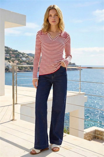 Stripe Collar Knit Top 16325378