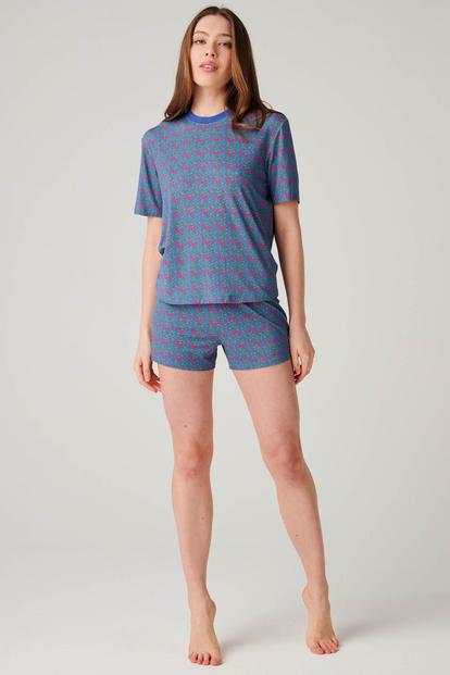 Blue "Boom Bloom!" Bamboo Short Pyjama Set