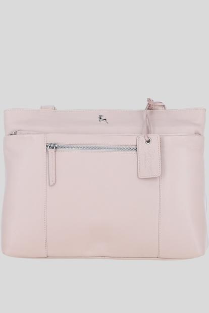 Pink 'Newport' Real Leather Multi-Pocket Shoulder Bag
