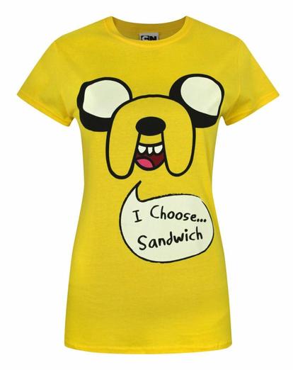 Yellow Adventure Time Jake Choose Sandwich T-Shirt