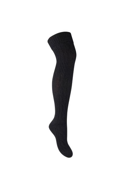 Black 1 Pack Over The Knee Wool Socks
