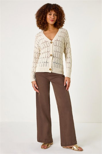 Stitch Detail Button Through Knit Cardigan 16183006