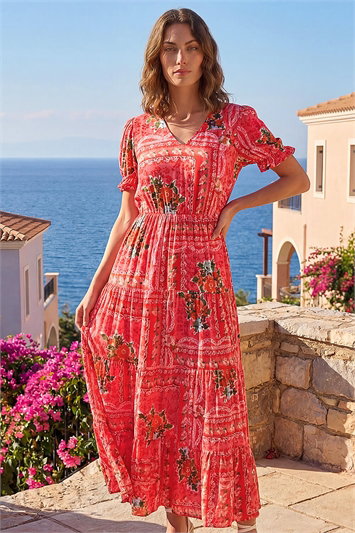 Petite Abstract Print Midi Dress 14889578