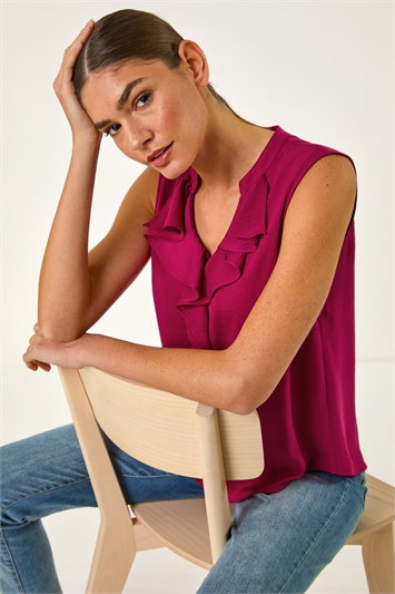 Ruffle V-Neck Vest Top 20207117