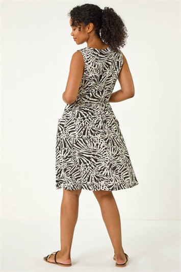 Petite Print Linen Blend Pocket Dress 14680708